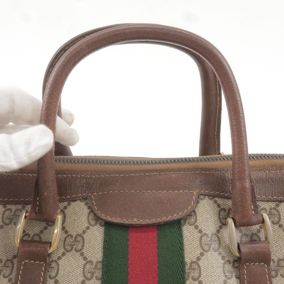 💎✨BEAUTIFUL✨💎 GUCCI Sherry Old Gucci GG Supreme Leather Boston Bag - Picture 8 of 17
